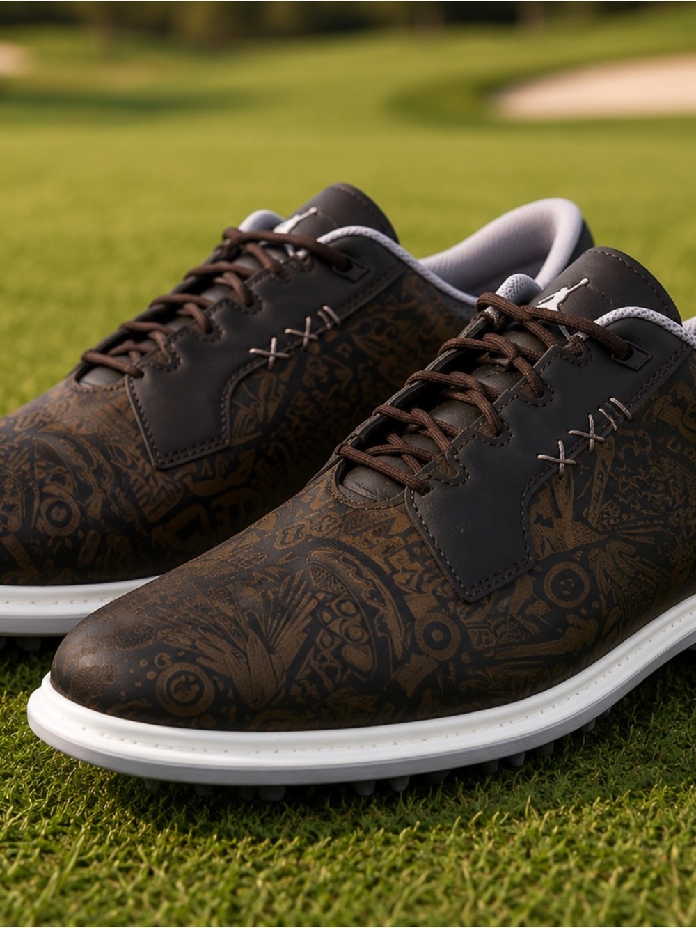 Men's Brown Patterned Golf Shoes